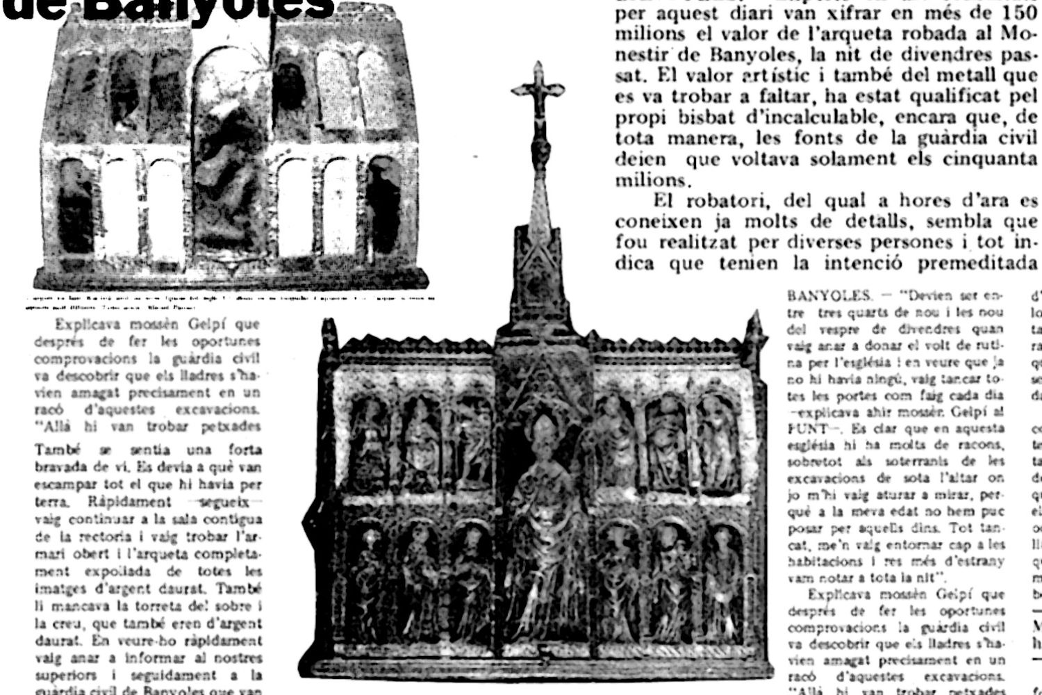 Robatori sacríleg al Monestir de Banyoles Robatori sacríleg al Monestir de Banyoles